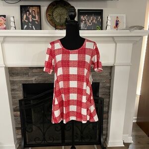 NWT’s LulaRoe XXS Perfect T top Red plaid